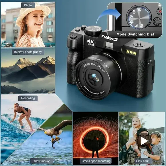 NBD Digital Camera 4K 48MP 16X Anti-shake Video Camera 64GB TF For Photography - Picture 5 of 9